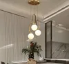 Nordique De Luxe LED Or Ronde Boule De Verre Pendentif Lumières Moderne Suspension Lampe Salon Chambre Maison Lumière Intérieure cadeau du nouvel an