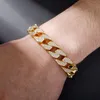 New Fashion Design Gold Plated 12mm 7/8inch Micro Setting CZ Cuban Bracelets Chains for Men Women Hip Hop Jewelry Gift