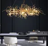 Modern Luxury Aluminum Chandelier Light LED Gold Curved Tree Branch Hanging Lamp Art Deco Living Room Dining Table Villa Home