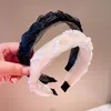 Koreansk version av Retro Style Crystal Rice Pearl Chain Organza Twist Braid Hair Band Headband Hairpin Head Smycken