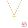 Canner Ins 스타일 패션 Simple Cross Real 925 여성용 Sterling Silver Necklace Choker Necklaces Chain Fine Jewelry Collares2747
