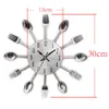 Cutrow Metal Kitchen Wall Clock Spoon Fork Creative Quartz Wall Mounted Clocks Modern Design Dekorativ Horloge Murale Q2520074