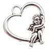 100Pcs/lot Antique Silver Plated Angel Wings Cupid Love Heart Charms Pendant Bracelets Necklace Jewelry Making Craft DIY 20x18mm