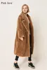 ROSA JAVA QC1848 nuovo arrivo spedizione gratuita vera pelliccia di pecora stile lungo lana cammello teddy sopra il cappotto delle donne di inverno di formato 201031