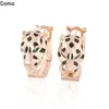 Donia jewelry luxury stud European and American fashion double ring leopard titanium steel micro-set zircon three-color creative designer earrings