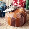 Pouf decorativo in pelle artificiale marocchina Craft Hassock Poggiapiedi ottomano rotondo grande 505035cm Cuscino non imbottito Cuscino 201009