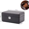 3 Slots Leather Watch Box Case Black Mechanical Watch Organizer With Lock Women Jewelry Storage Holder Gift Case T200523261h