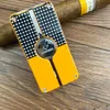 Cohiba Metal Lighter 3 Torch Jet Flame Refillable med Punch Smoking Tool Accessories Portable Present Box9789975