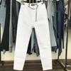 Nowy Fall Winter Trendy Marka Design High Waist Cool Chain White Elastyczne Cienkie Dżinsowe Spodnie Ołówek Kobiety Jeans Moda Classic 201030