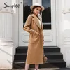 Office Lady Camel Autumn Winter Wool Coat High Street Fashion Fashion Long Sleeve Elegancka kieszeń z paskiem 20122222