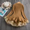 Knitted Sweater Dress for Girls Autumn Winter shirt Ribbed Long Sleeve Kids Party Costume Casual Wear Princess Christmas