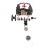 Llaveros Médico Negro Enfermera Diamante de imitación Soporte de identificación retráctil para accesorios de nombre Insignia Carrete con clip de cocodrilo