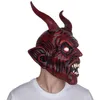 Scary Adult Kostüm Horn Maske Horror Party Cosplay Halloween Latex Scary Horns Red Devil Maske für Party Cosplay Y200103