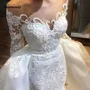 Long Sleeve Wedding Dress With Rhinestones Crystals Backless Ball Gown Spring Quinceanera Dresses