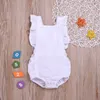 Solid Baby Rompers 6 Färger Ruffle Lace Romper Spädbarn Ärmlös Solid Jumpsuits Elastic Button Baby Onesies Vêtements Bébé 6-24m