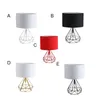 Nordic Retro Geometric desk lamp Gold Black White Hollow Diamond Design Cloth shade Table Lamps Bedroom Home Decor Light Fixtures