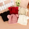 Kid Knit Crochet Beanies Hat Girls Soft Double Balls Winter Warm Hat 5 Colors Outdoor Baby Pompom Ski Caps