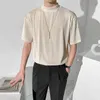 Camiseta plisada de verano para hombre, camiseta informal de Color sólido a la moda, ropa de calle para hombre, camiseta holgada coreana de manga corta para hombre, M-2XL G1229