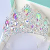 Declaração prata ab cor de casamento tiara grande lasca de cristal coroas com jóias de cabelos de cabeceira de noiva de pente y200409