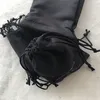 13X10Cm black cloth dust bag fashion packing 2C package string bag for jewelry double side printed storage case