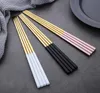 Gold Chopsticks 304 Stainless Steel Chopsticks Wedding with Coating Black White Pink End High Grand