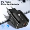 USB PD 18W ricarica rapida 3A QC 3.0 Caricabatterie per telefoni cellulari Uscite USB tipo C Adattatore di alimentazione 2 in 1 adatto per presa EU US UK