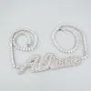 Anpassat namn Cursive Letter Tennis Chain Necklace for Women Micro Pave Pendant Solid Back Hip Hop Rock Street Jewelry2451