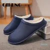 Hiver hommes fourrure maison pantoufles, femmes en cuir imperméable décontracté intérieur anti glissant chaussures, femme chaud moelleux diapositives plat 211223