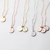 26 Letters Initial Necklace Silver Gold Rose Gold Color Disc Necklace Letter Pendant Necklaces Jewelry Wholesale