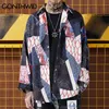 Gonthwid japonês ukiyo e geometria de retalhos de retalhos de manga longa camisas de manga longa 2020 hip hop casuais camisetas homens homens tops de moda lj200925