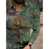 Многоцветные абстрактные полосой геометрические платья рубашки 3D на карту напечатанные напечатанные гавайские повседневные кнопки по полным рукаве летнее пляжное офисное уличное одежда мужская одежда