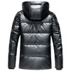 Haute Qualité Hommes Hiver Blanc Duvet de Canard Parka Épais Chaud À Capuche Outwear Noir Brillant Hommes Vers Le Bas Manteau Hommes Vers Le Bas Veste 4XL 201128