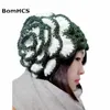 Bomhcs vinter varma mössa handskar kostym handgjorda stickade virkade hattlock handskar med en stor blomma för hatt eller handskar LJ2011206255302