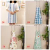 Kitchen Cooking Apron Plaid Flowers Printed Home Sleeveless Cotton Linen Aprons for Men Women Baking Accessories 53*65cm WLY BH4592