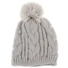 Reine Farbe warme Mützen Hüte für Männer und Frauen 8-Zeichen Twist Big Hair Ball Cap Strickmütze Herren Winter Frühling männliche Wollmütze EEA40