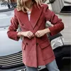 Sollinary Double Breasted Fashion Coats Jackor Kvinnor Höst Vinter Röda Corduroy Jackor Elegant Feminin Ol Slim Outwear Retro T200111