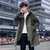 Men's jacket Spring and autumn new fashion hooded long coat windbreaker men's solid color loose jacket large size men's clothing T200502