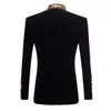 Abbigliamento Giacca da corte taglie forti da uomo Nero Viola Ricami in oro Giacca in velluto Cantanti DJ Costume da discoteca Giacche eleganti Host Stage Performance Cappotto vintage