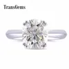 Transgems 2 CTS CT 7x8mm 쿠션 여성을위한 Moissanite 약혼 반지 Silver Ring Y200620