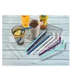 Silicone Drinking Straws Reusable Cleaner Brush Premium Quality Bent Straight Straw Birthday Celebration Wedding Party Supplies