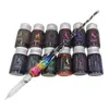 1 stylo Dip Plus 12 bouteilles d'encre de couleur ensemble de papeterie Stylo en verre Étudiant papeterie fournitures d'écriture Stylo de peinture Boîte cadeau 201202