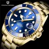 PAGANI Design Full Gold Blue Ceramic Bezel Watch Dive Watches Automatic Mechanical Movement Men Stainless Steel Waterproof Wristwatches
