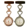 Diamant hjärta design brosch klockor för sjuksköterskor FOB klocka sjuksköterska Clip Watch Pin Alloy Crystal Nursing Women Clock
