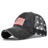 USA Cowboyhüte Trump American Baseball Caps Washed Distressed US Flags Stars Mesh Cap Sunshade Party Hat de192