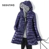 SEDUTMO Winter Ultra Light Long Womens Down Chaquetas Tallas grandes 7XL Duck Down Coat Puffer Jacket Slim Hooded Parkas ED621 201214