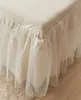 100% Bawełna Koronkowa Pościel Zestaw Królowa Queen Twin Bed Set Księżniczka Koreańskie Dziewczyny Białe Różowe Łóżko Spódnica Poszewka Ślubna Bedclothes T200706