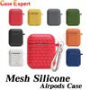 Mesh Silicone AirPods Case AirPod Pro Cover Soft Ultra Tunna Protector Earphone Fodral Anti-Drop med krok