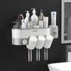 Zahnbürste Halter Automatische Badezimmerzubehör Set Elektrische Zahnbürste Zahnpasta Squeezer Zahnpasta Spender Wandmontiert LJ201128