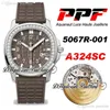 PPF 5067R-001 A324SC Haute Joaillerie 숙녀 시계 Womens 시계 다이아몬드 베젤 브라운 텍스처 다이얼 고무 Best Edition PTPP PURETIME B2