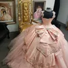 オフショルダーピンクQuinceaneraドレスアップリケビーズボールプロムガウン甘い16ドレスvestidos de 15Años